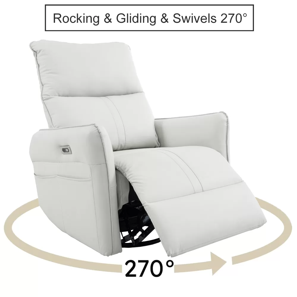 270° Power Swivel Rocker Recliner Chair, Electric Glider Reclining Sofa With Usb Ports, Power Swivel Glider, Rocking Chair Nursery Recliners For Living Room Bedroom 14
