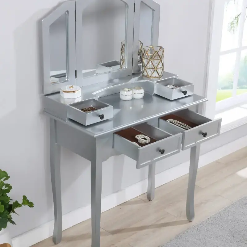 Sanlo Wooden Vanity Make Up Table and Stool Set dressing table